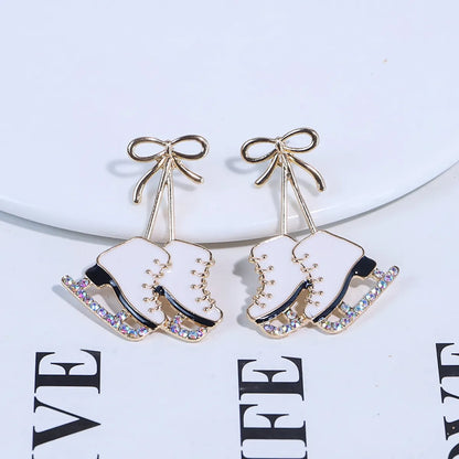 1 Pair Cute Skates Plating Inlay Alloy Diamond Gold Plated Drop Earrings