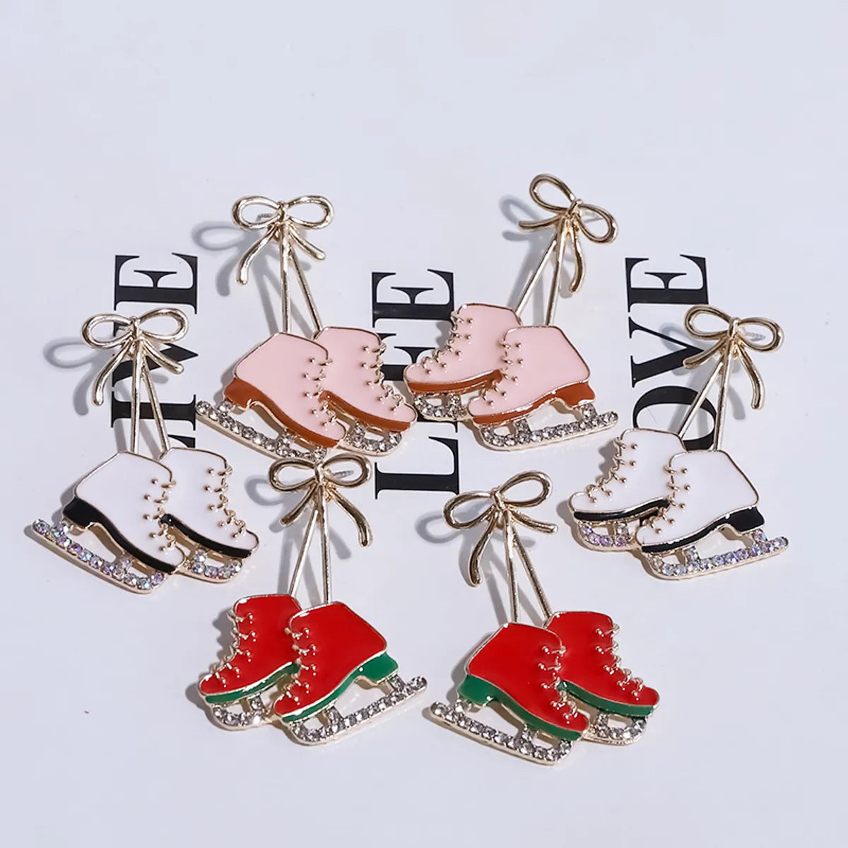 1 Pair Cute Skates Plating Inlay Alloy Diamond Gold Plated Drop Earrings