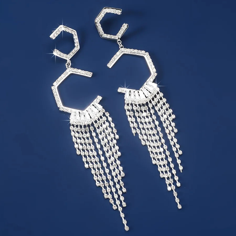 1 Pair Cute Solid Color Plating Inlay Alloy Zircon Silver Plated Drop Earrings