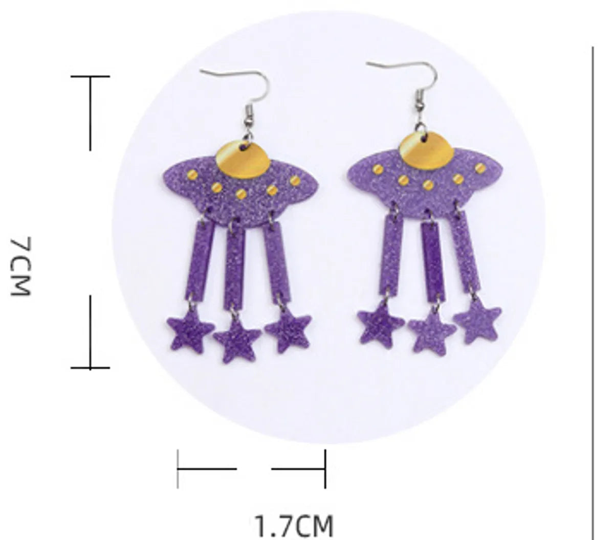 1 Pair Cute Spaceship Printing Arylic Drop Earrings