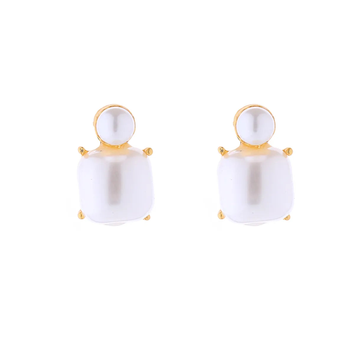 1 Pair Cute Square Inlay Alloy Artificial Pearls Ear Studs