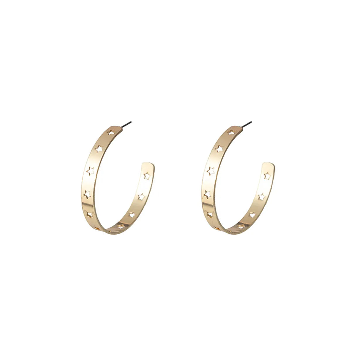 1 Pair Cute Star Heart Shape Plating Iron K Gold Plated Hoop Earrings