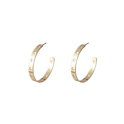 1 Pair Cute Star Heart Shape Plating Iron K Gold Plated Hoop Earrings