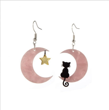 1 Pair Cute Star Moon Cat Plastic Ear Hook