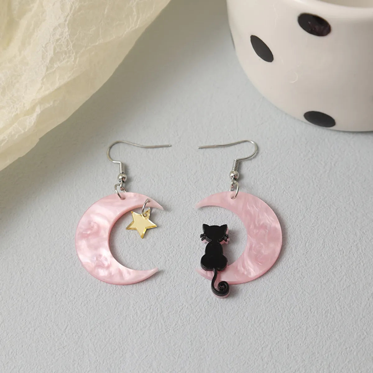 1 Pair Cute Star Moon Cat Plastic Ear Hook