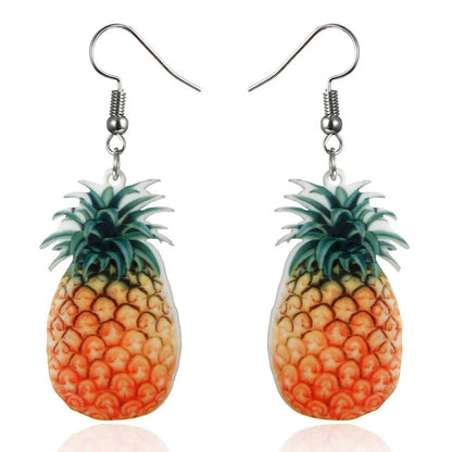 1 Pair Cute Strawberry Pineapple Watermelon Printing Arylic Ear Hook