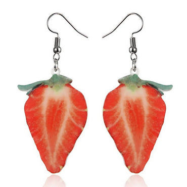 1 Pair Cute Strawberry Pineapple Watermelon Printing Arylic Ear Hook