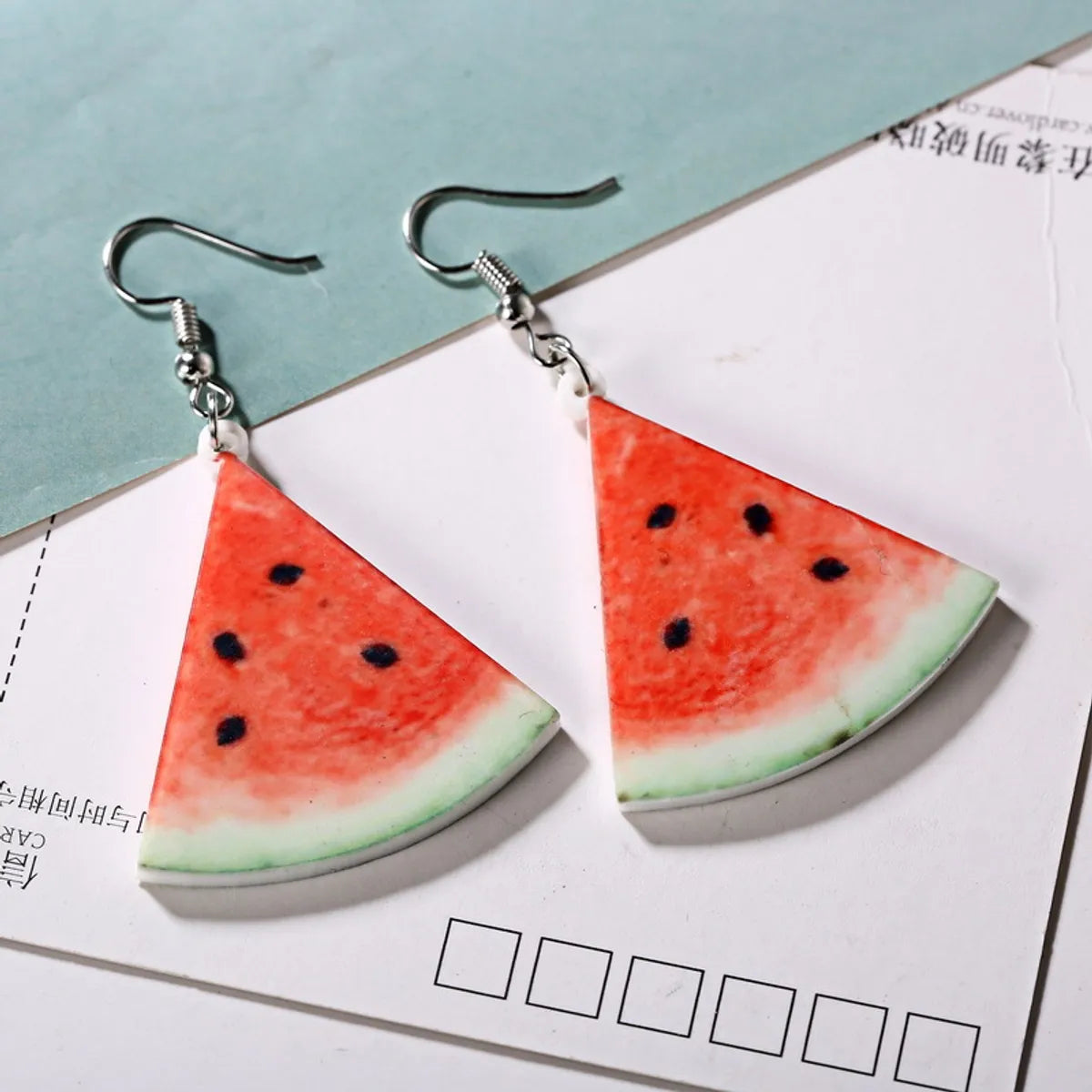 1 Pair Cute Strawberry Pineapple Watermelon Printing Arylic Ear Hook