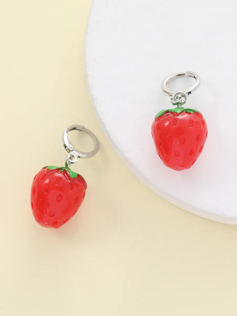 1 Pair Cute Strawberry Resin Drop Earrings