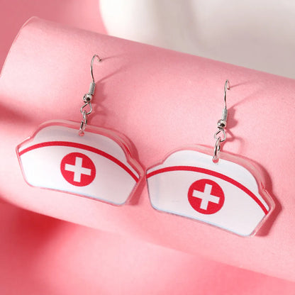 1 Pair Cute Streetwear Cartoon Arylic Silver Plated Drop Earrings