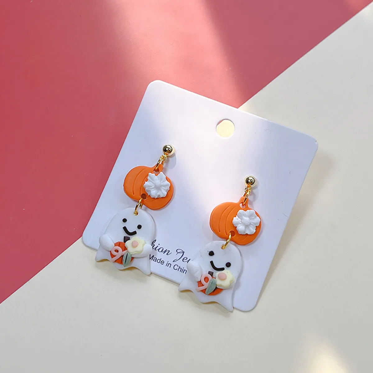 1 Pair Cute Streetwear Halloween Pattern Moon Soft Clay Drop Earrings