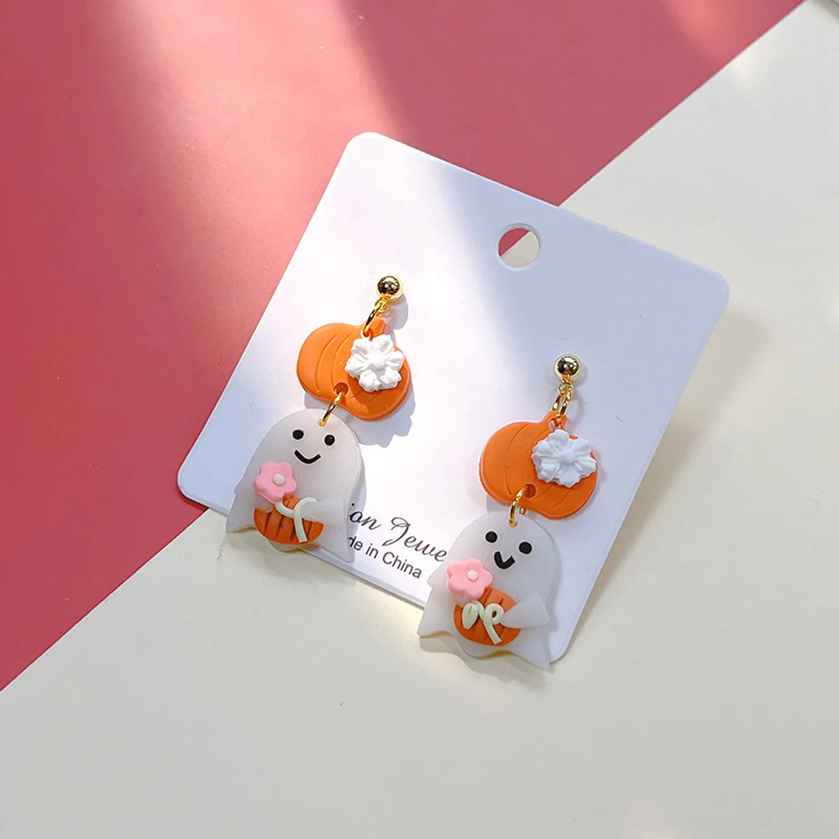 1 Pair Cute Streetwear Halloween Pattern Moon Soft Clay Drop Earrings