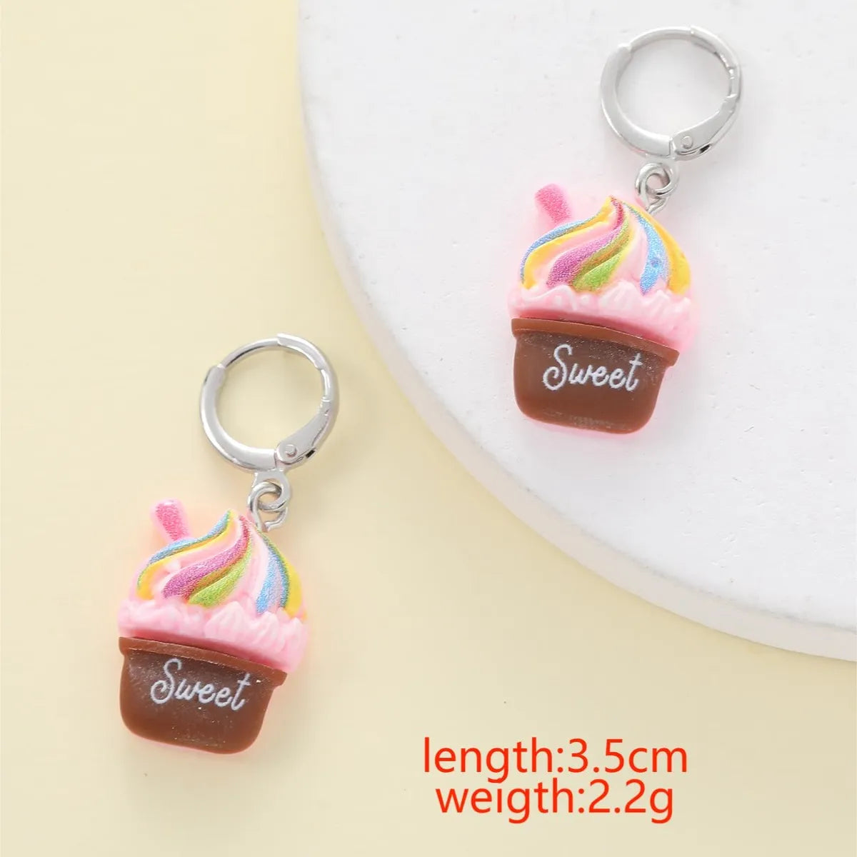 1 Pair Cute Streetwear Ice Cream Letter Resin Drop Earrings