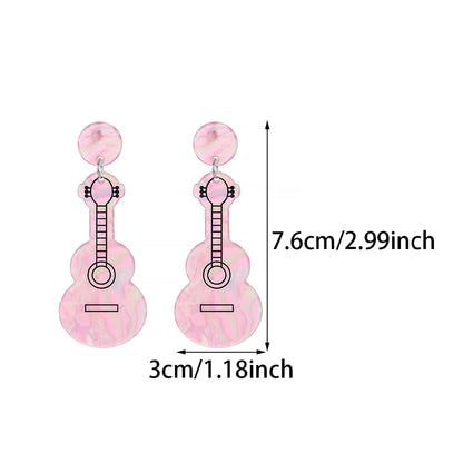 1 Pair Cute Sweet Artistic Guitar Polishing Arylic Drop Earrings