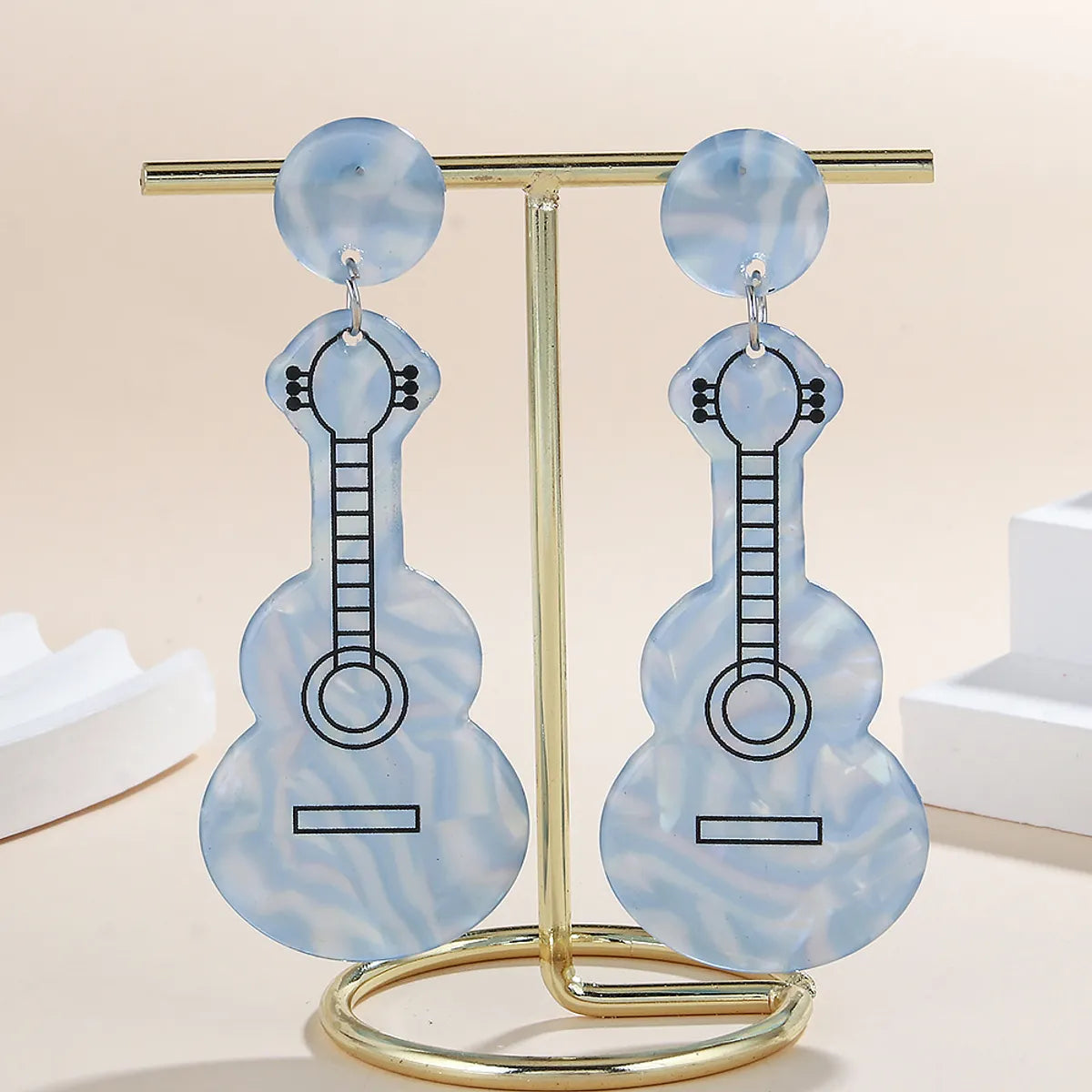 1 Pair Cute Sweet Artistic Guitar Polishing Arylic Drop Earrings