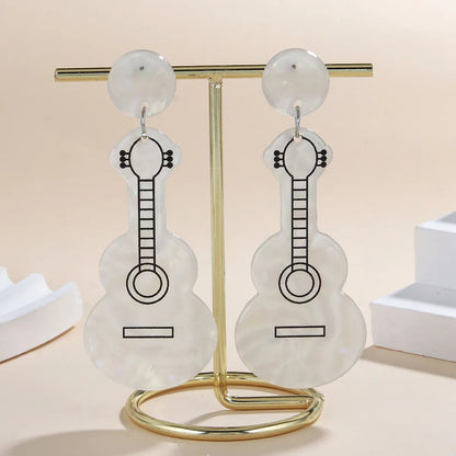 1 Pair Cute Sweet Artistic Guitar Polishing Arylic Drop Earrings