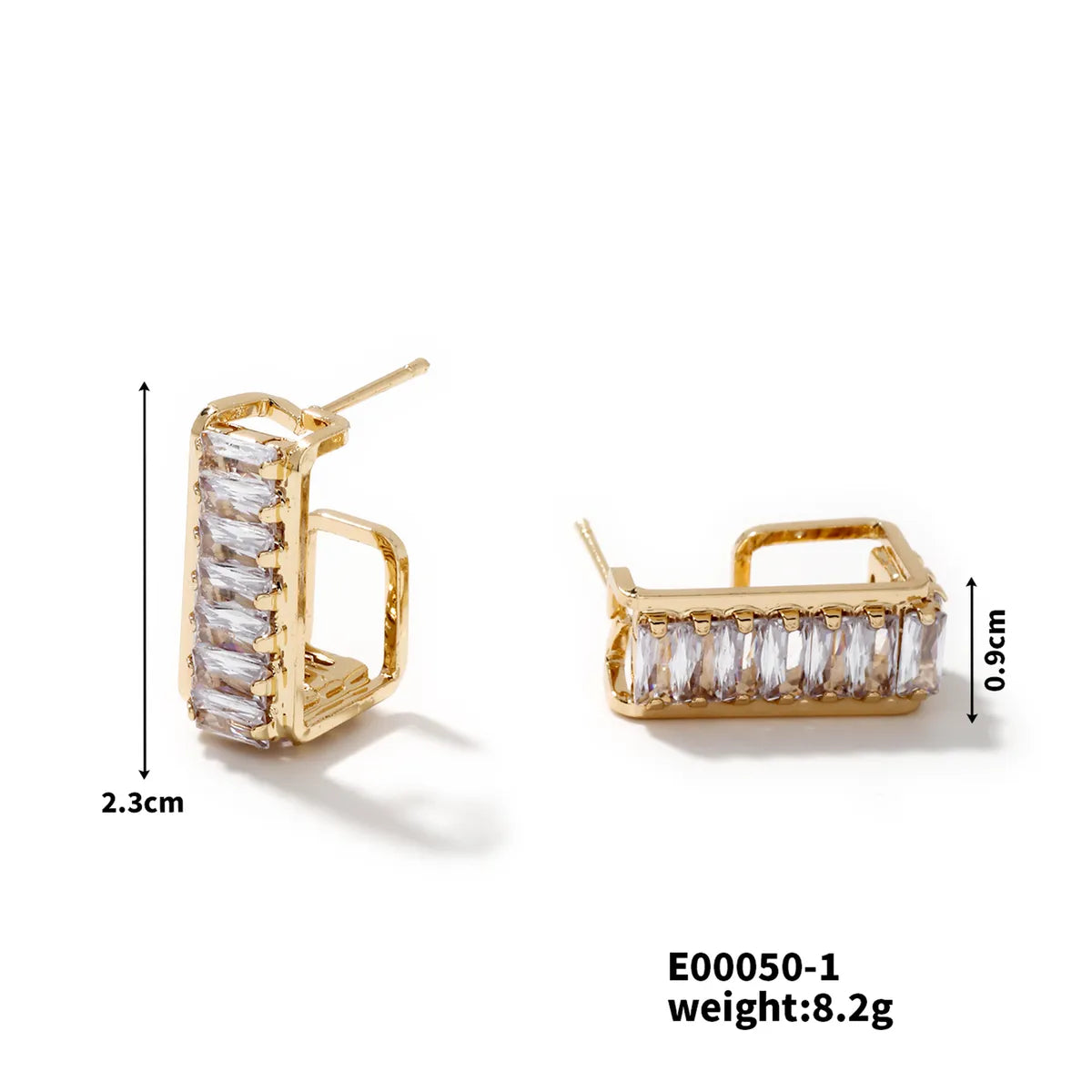 1 Pair Cute Sweet Artistic Square Inlay Copper Zircon K Gold Plated Rhodium Plated Ear Studs