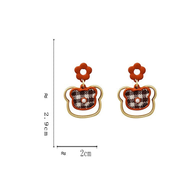 1 Pair Cute Sweet Bear Stoving Varnish Plating Inlay Alloy Cloth Artificial Pearls Drop Earrings