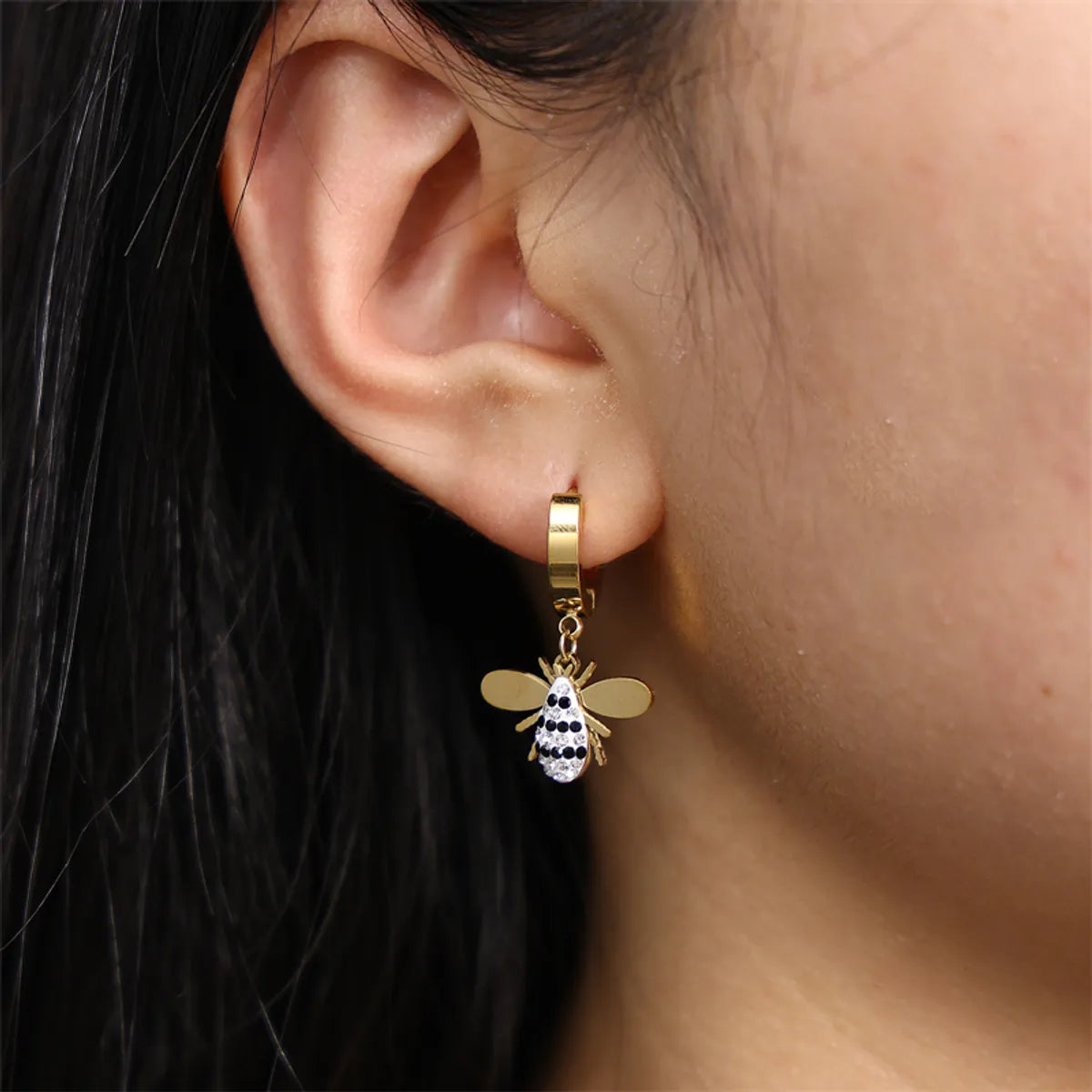 1 Pair Cute Sweet Bee Polishing Plating Stainless Steel 18k Gold Plated Earrings