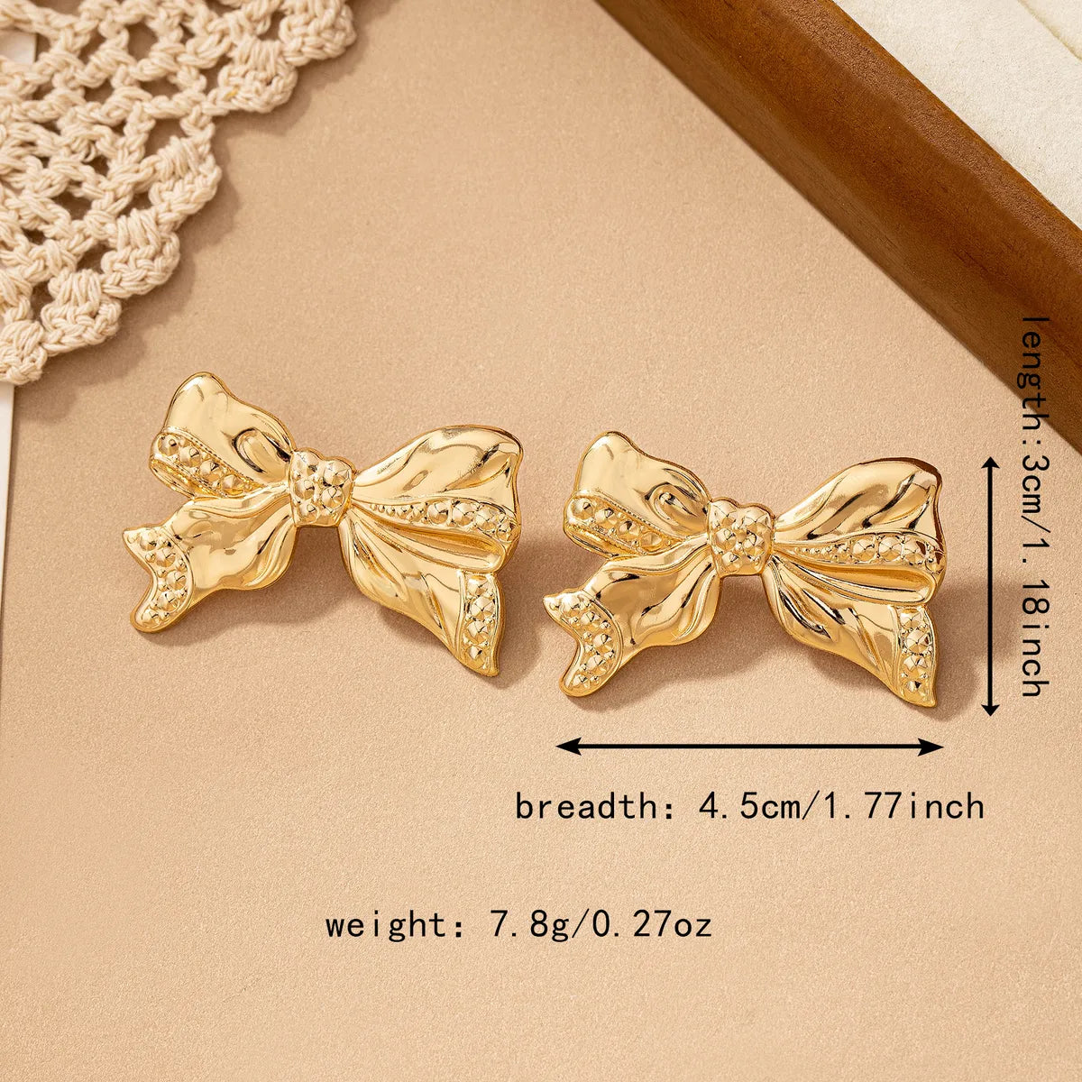 1 Pair Cute Sweet Bow Knot Plating Alloy Ear Studs