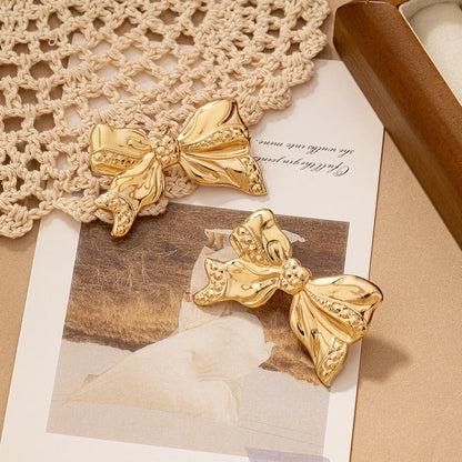 1 Pair Cute Sweet Bow Knot Plating Alloy Ear Studs