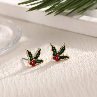 1 Pair Cute Sweet Bow Knot Snowflake Elk Enamel Plating Alloy Ear Studs