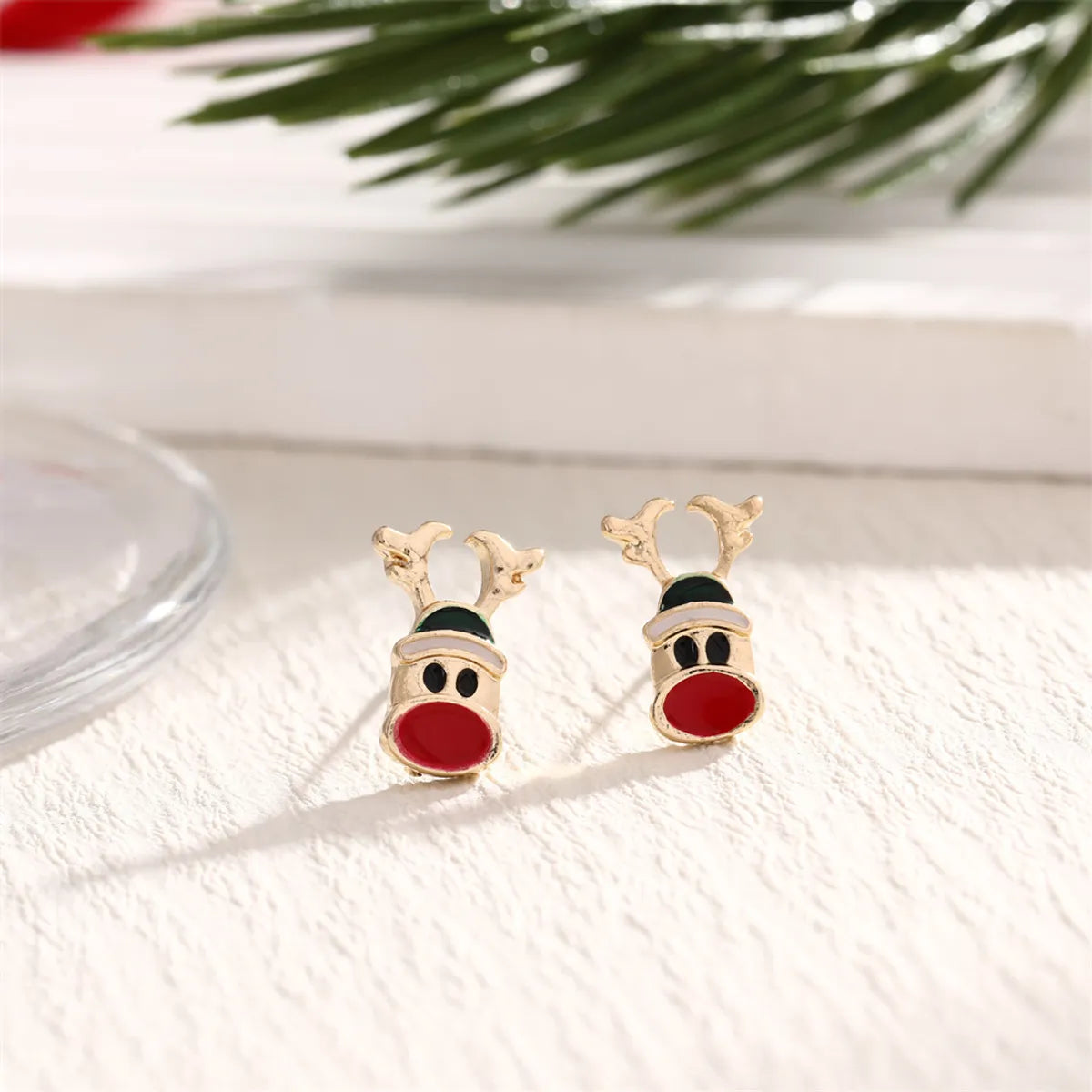 1 Pair Cute Sweet Bow Knot Snowflake Elk Enamel Plating Alloy Ear Studs