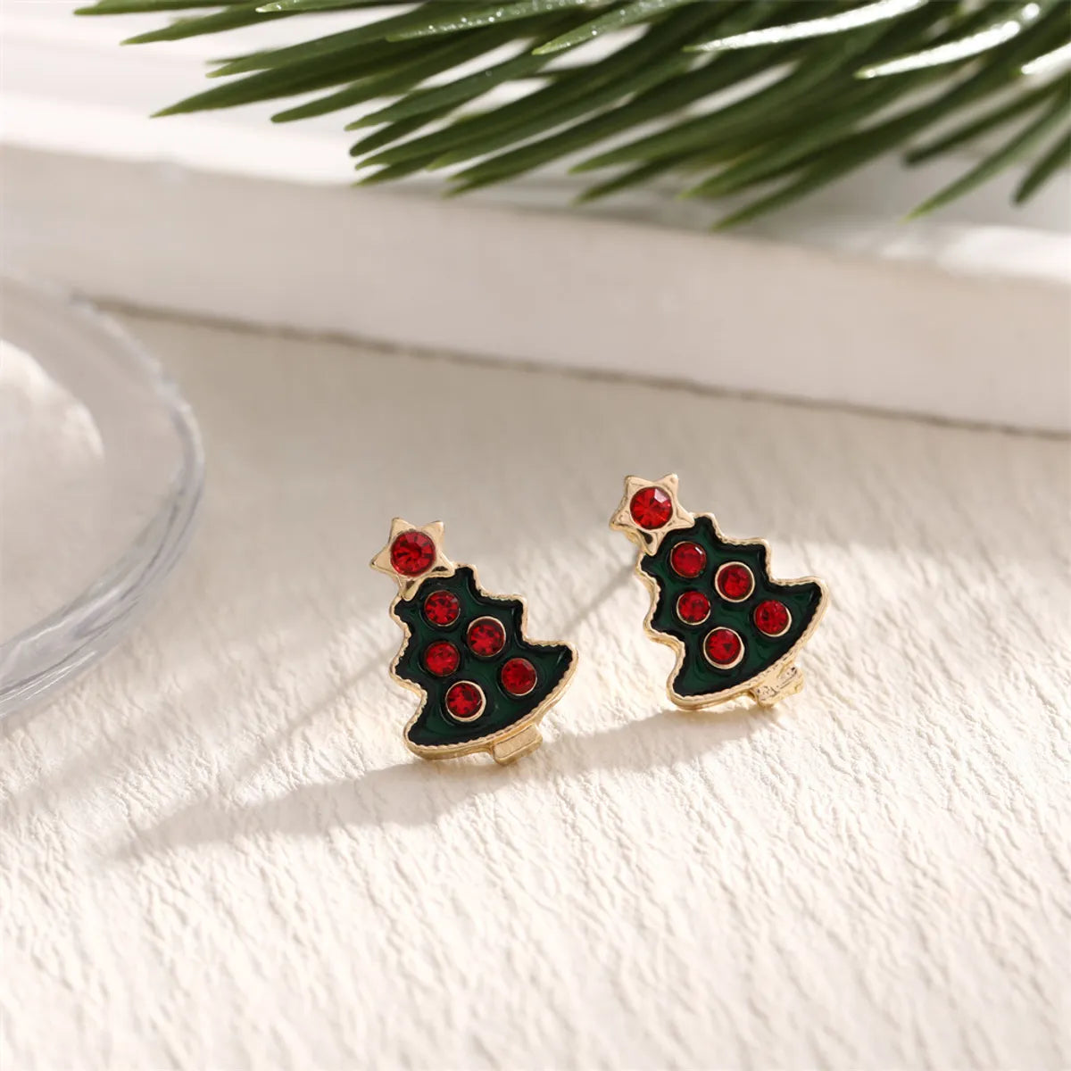 1 Pair Cute Sweet Bow Knot Snowflake Elk Enamel Plating Alloy Ear Studs