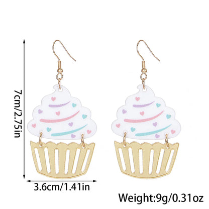 1 Pair Cute Sweet Cake Candle Arylic Drop Earrings