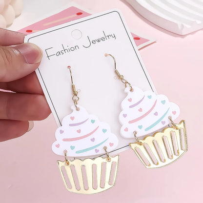 1 Pair Cute Sweet Cake Candle Arylic Drop Earrings