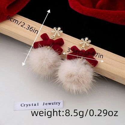 1 Pair Cute Sweet Cartoon Character Santa Claus Snowflake Plating Alloy Drop Earrings