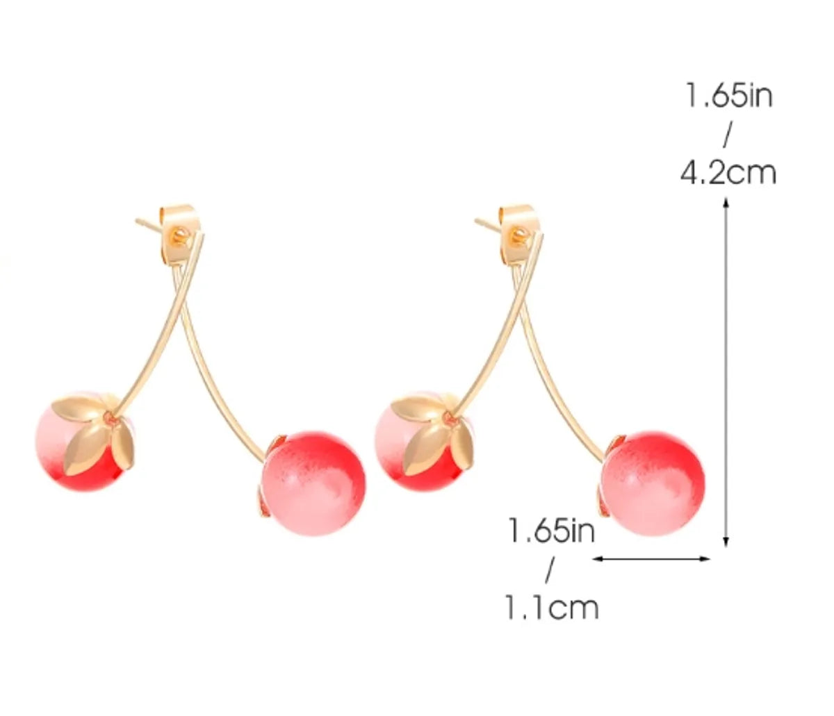 1 Pair Cute Sweet Cherry Alloy Drop Earrings