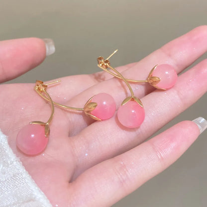 1 Pair Cute Sweet Cherry Alloy Drop Earrings