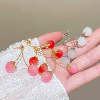 1 Pair Cute Sweet Cherry Alloy Drop Earrings