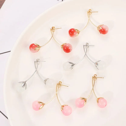 1 Pair Cute Sweet Cherry Alloy Drop Earrings