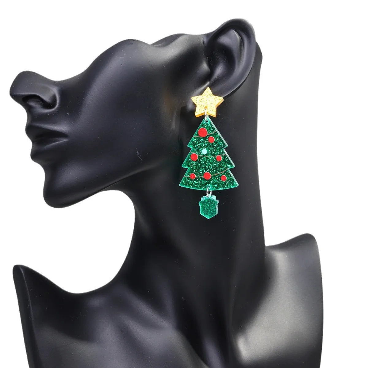 1 Pair Cute Sweet Christmas Tree Arylic Drop Earrings