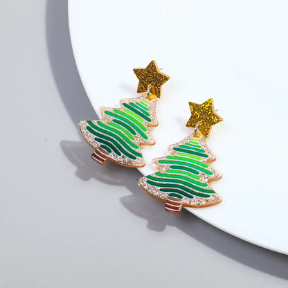 1 Pair Cute Sweet Christmas Tree Arylic Drop Earrings