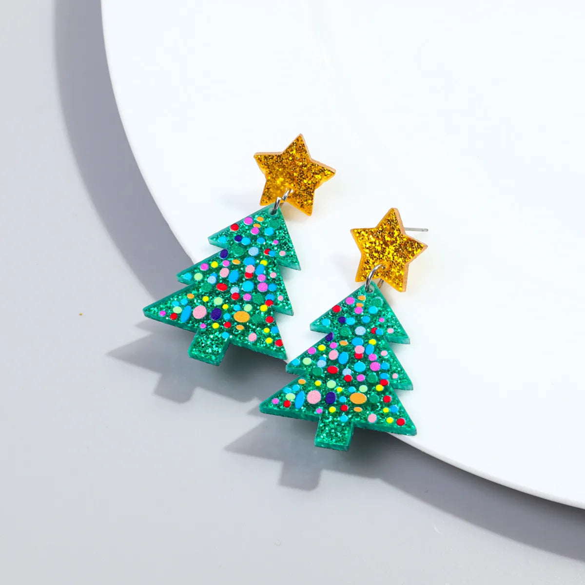 1 Pair Cute Sweet Christmas Tree Arylic Drop Earrings