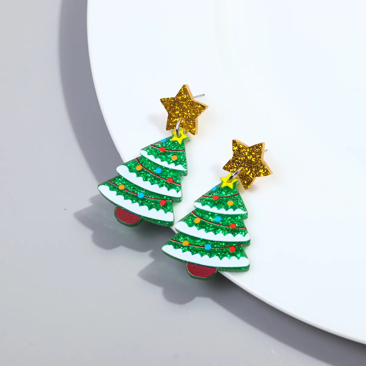 1 Pair Cute Sweet Christmas Tree Arylic Drop Earrings