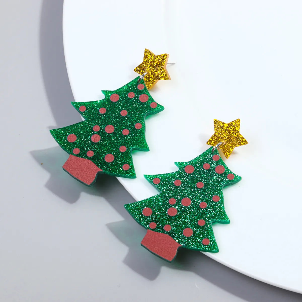 1 Pair Cute Sweet Christmas Tree Arylic Drop Earrings