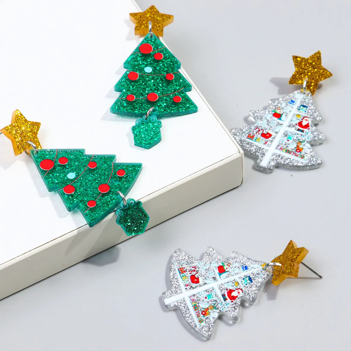 1 Pair Cute Sweet Christmas Tree Arylic Drop Earrings