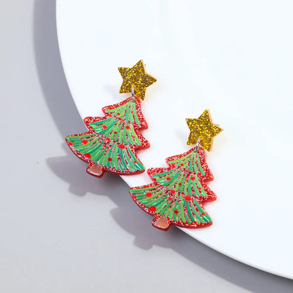 1 Pair Cute Sweet Christmas Tree Arylic Drop Earrings