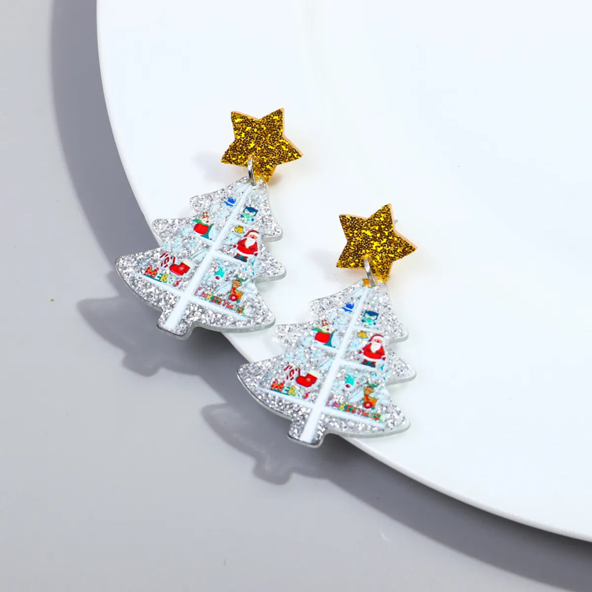 1 Pair Cute Sweet Christmas Tree Arylic Drop Earrings