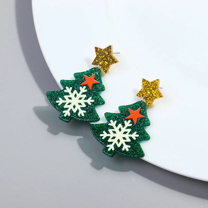 1 Pair Cute Sweet Christmas Tree Arylic Drop Earrings