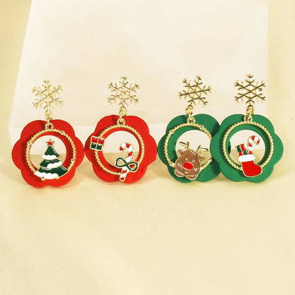 1 Pair Cute Sweet Christmas Tree Christmas Socks Elk Alloy Plastic Earrings