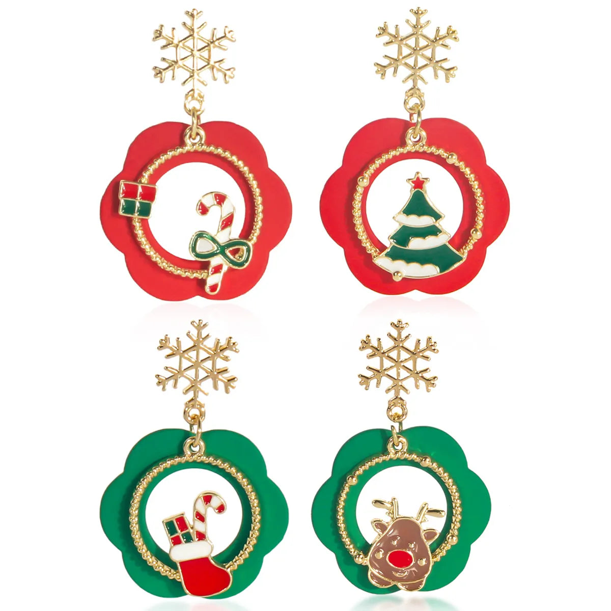 1 Pair Cute Sweet Christmas Tree Christmas Socks Elk Alloy Plastic Earrings