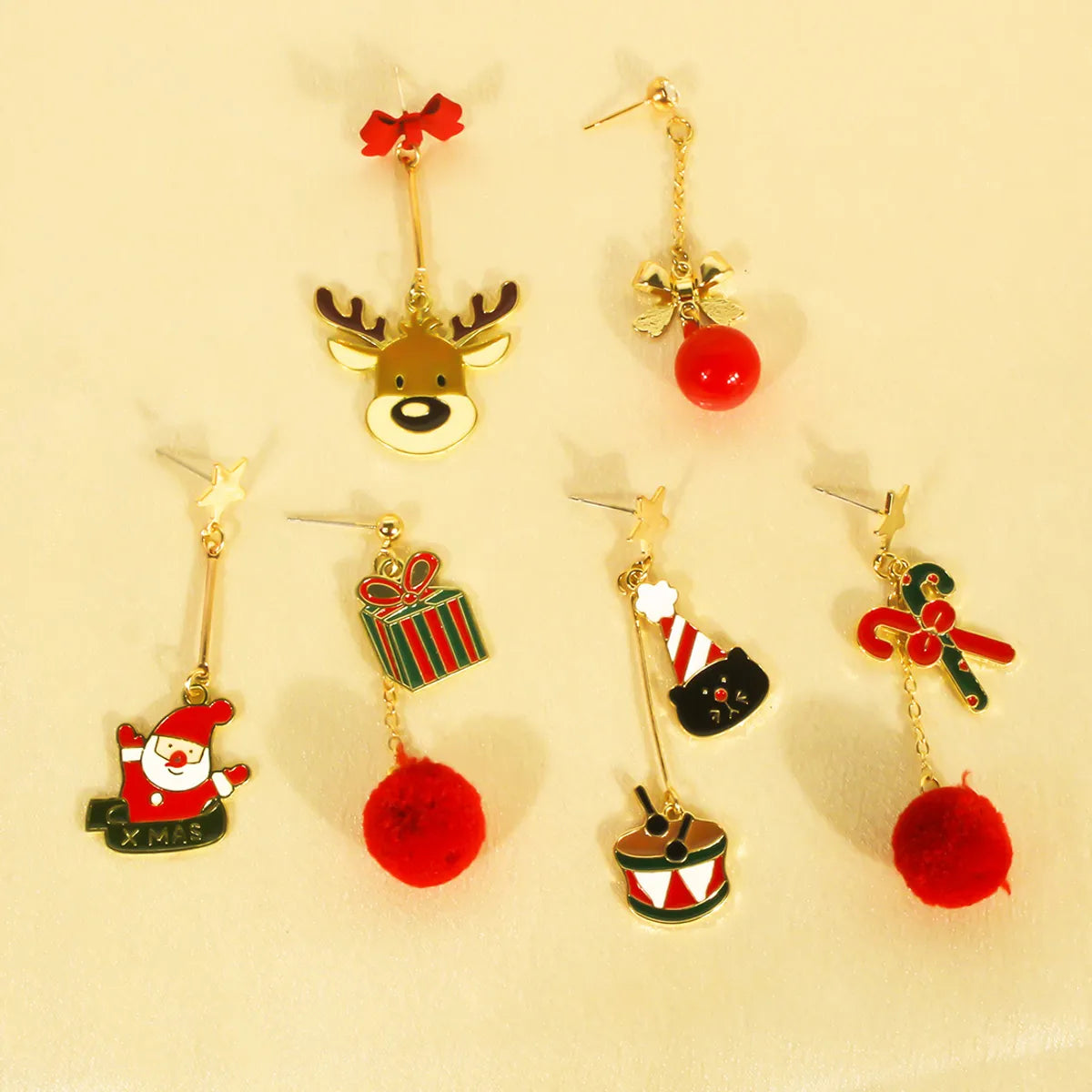 1 Pair Cute Sweet Commute Santa Claus Elk Irregular Alloy Drop Earrings