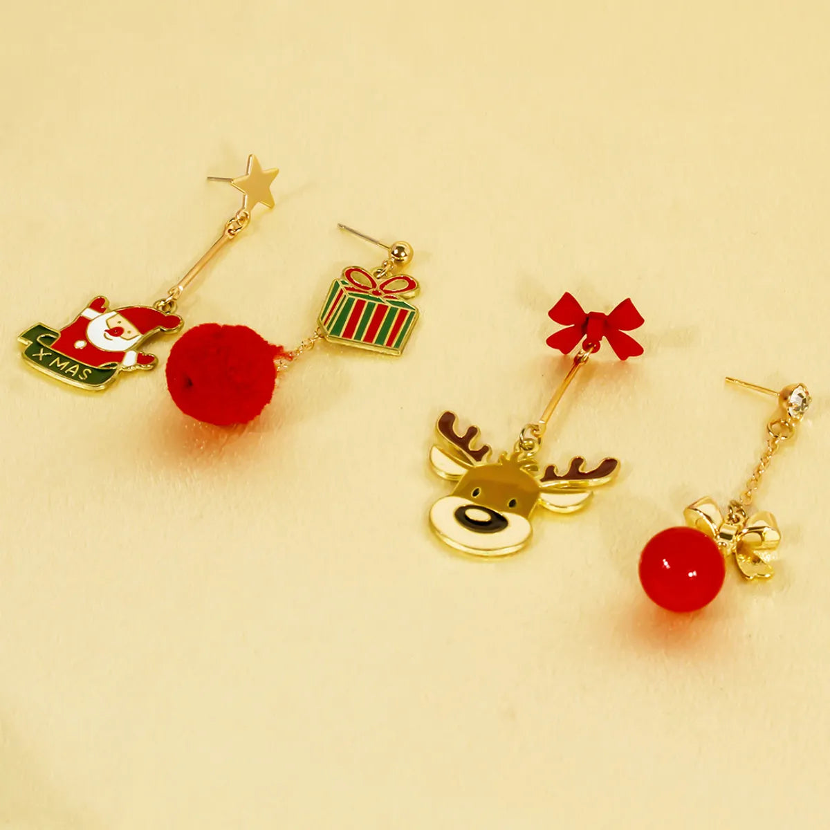 1 Pair Cute Sweet Commute Santa Claus Elk Irregular Alloy Drop Earrings