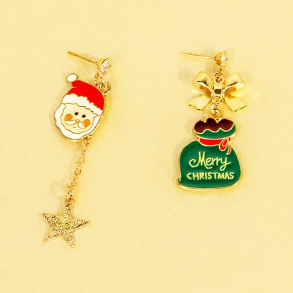 1 Pair Cute Sweet Commute Santa Claus Star Irregular Alloy Drop Earrings