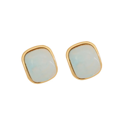 1 Pair Cute Sweet Commute Square Plating Inlay 304 Stainless Steel Acrylic 18K Gold Plated Ear Studs